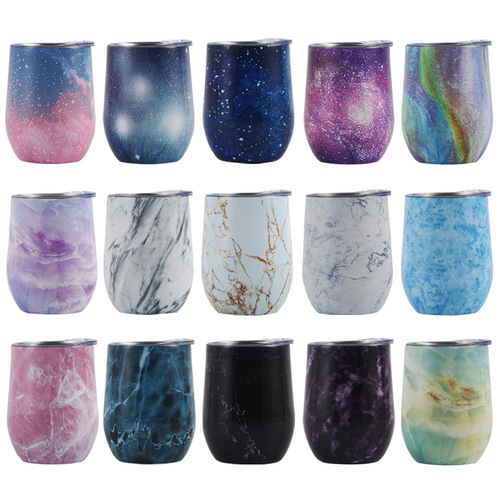 Origin Factory Cross-border Exclusive Eggs Cup with 304 Stainless Steel Insulated Cup U-shaped Red Wine 12oz Straw Eggshell Cup