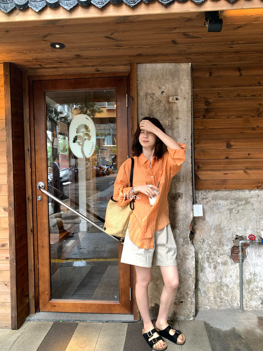 Áo sơ mi nữ dài tay cổ bẻ phối nếp gấp phong cách lão tiền — xám nhạt, màu cam, màu trắng chi tiết 30
