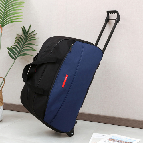 Short-distance folding trolley bag, travel bag, lightweight waterproof handbag, solid color Oxford cloth, large capacity luggage bag, soft bag