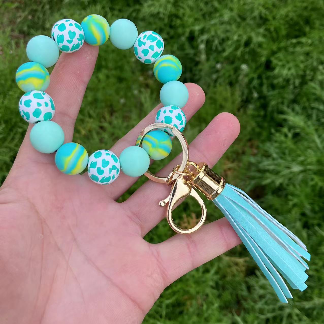 50g Weight Bracelets, Keychain Classification 1 Piece Quantity Holiday, Daily Occasion Silica Gel Material Color Block Pattern Casual, Vacation Style 1 Piece Casual Vacation Color Block Silica Gel Bracelets Keychain 6