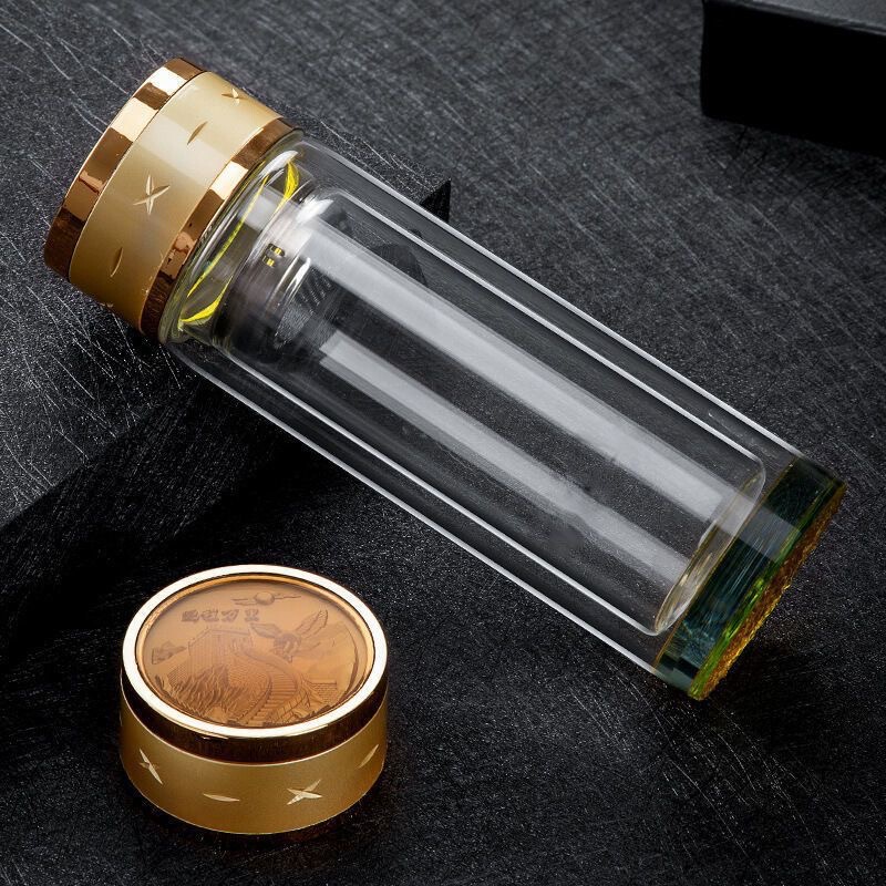 双层耐高温玻璃杯车载水晶杯带盖泡茶杯子可印制logo女士玻璃杯|undefined