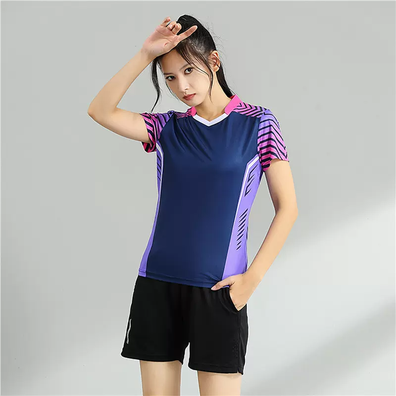 速干羽毛球服女套装透气运动服跑步比赛服批发印字