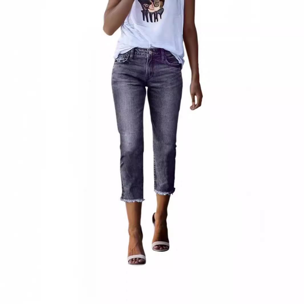 Jeans Ajustados para Mujer de Mezclilla de Algodón, Alta Elasticidad, Cintura Alta, para Uso Diario image 4