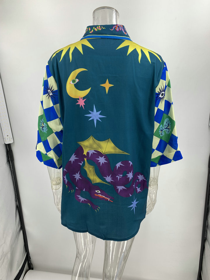 Summer Street Hipster Printed Shirt Trousers Two Piece Set Amplified craft