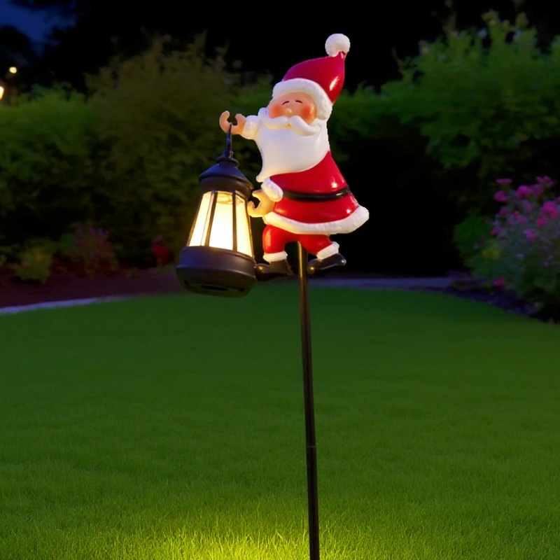 Transfronteriza solar Santa Claus lámpara de césped hierro forjado hueco diente al aire libre jardín decoración de escultura