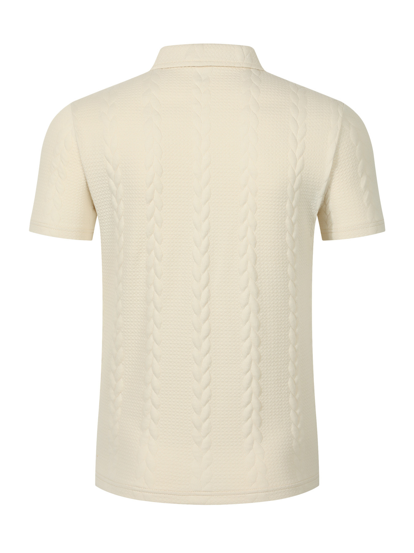Men's Polo Shirt Cable Knit Jacquard Solid Colour Casual Top_voghion.com