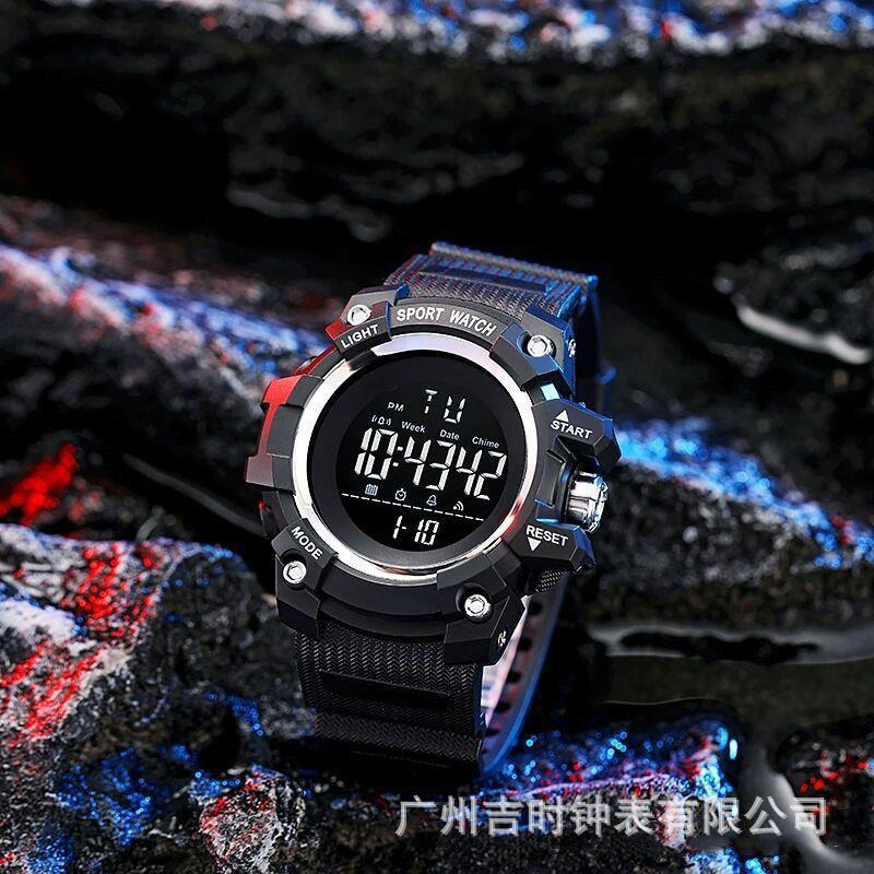 Nuevos hombres multi-funcional impermeable deportes reloj electrónico masculino estudiante de secundaria reloj montañismo al aire libre reloj de Dial grande