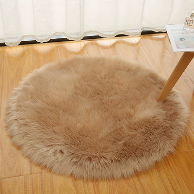 Bedroom Bedside Dresser Carpet Computer | Car Carpet - khaki-diameter-30cm