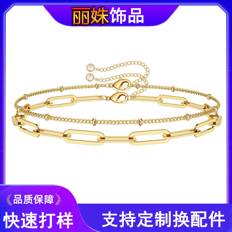 Cross-Border Trendy Adjustable Layered Bracelet Cute Evil Eye Oval Chain Pearl Strip Turtle Gold Bracelet for Women