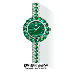BS2021 new watch for women, simple temperament, ins style, light luxury, retro malachite texture, small green watch FA1698