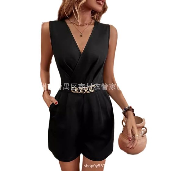 D9279 Foreign Trade Women's AliExpress Amazon ebay2024 New Women Sleeveless V-neck Elegant Pants