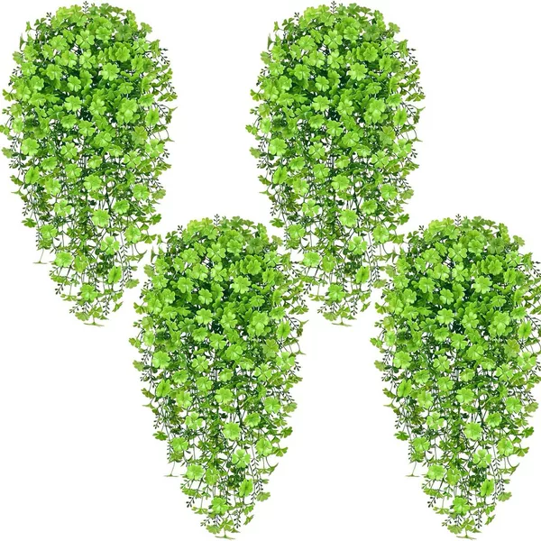Amazon Cross-Border Artificial Four-Leaf Grass Plant Vines for Home Decoration, Hanging Green Leaves for Weddings and Parties