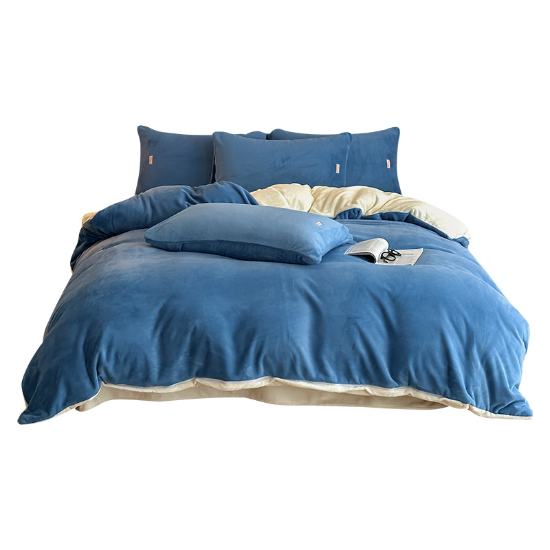 10A antibacteriano invierno leche cama de lana de cuatro piezas con cubierta de edredón caliente engrosada invierno invierno bebé cama de lana de coral