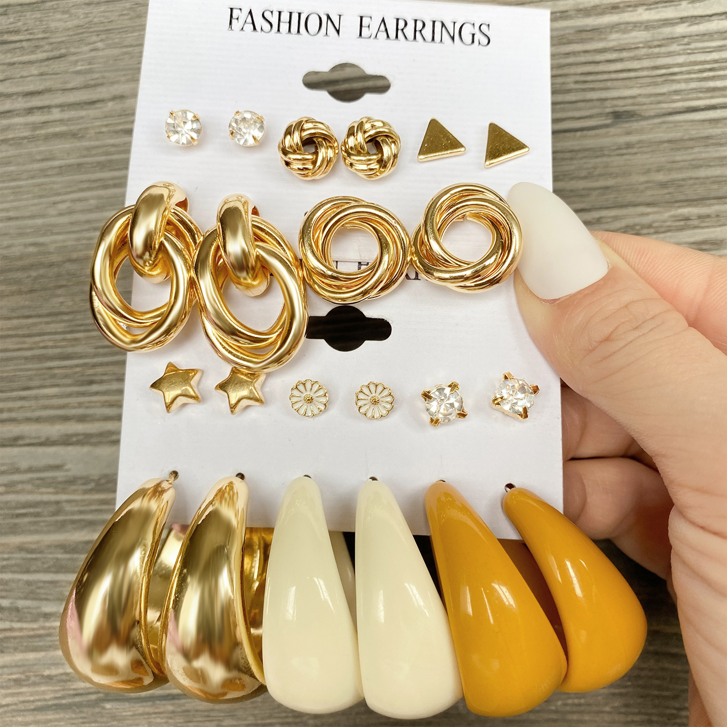 Fashion Trendy Acrylic Gold Big Hoops St...