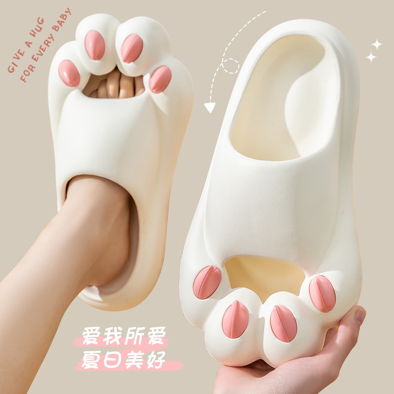 Cartoon Bear Claw Baotou Slippers Women's Summer Outer Wear Non-slip Thick Bottom Cute Student Daily Couple Home Sandals