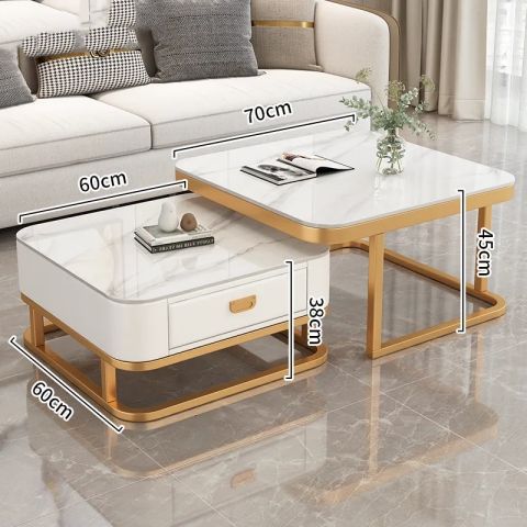 Mesa de té de lujo ligera sala de estar doméstica moderna y pequeña casa red cuadrada de vidrio rojo tablero de TV combinado mesa de té