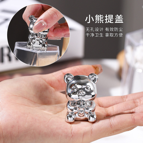 Light luxury, high-looking, cute little bear, creative toothpick tube, toothpick box storage cotton swab tube, cotton swab can, dental floss box, home use