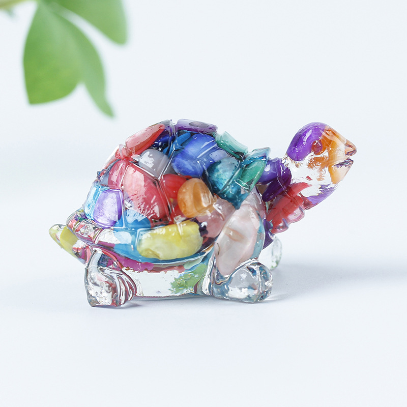 Cristal natural Animal Cristal blanco Cute Little Turtle Decoración creativa Adornos de escritorio Artesanías Decoración de coche