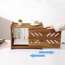 跨境实木路由器支架客厅电视机顶盒投影仪放置架木质数据线收纳盒