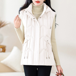 Cross-border Korean-style Loose Fashionable Slim-fit Cotton Vest Women's Short Winter Middle-aged Women's Thickened Warm Cotton Vest