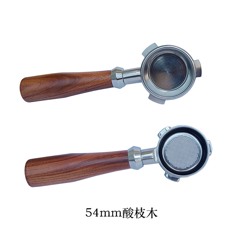 Mango de acero inoxidable 304 mango sin fondo mango 54mm regular de madera mango sin fondo máquina de café filtro Accesorios