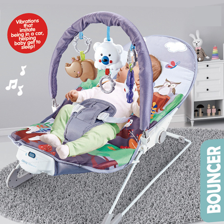 新款婴儿宝宝摇椅多功能音乐震动摇床 多角度调节躺椅哄娃玩具椅