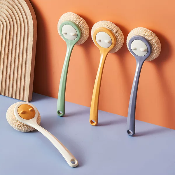 Household plastic handle pot washing brush long handle multifunctional hanging bowl dish brush kitchen cleaning brush dish washing brush artifact