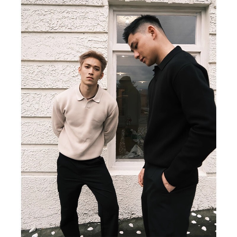 Old Money Style Knitted Sweater Men's Autum Seagull Collar Stiff Mature and Stable Long-Sleeved T-Shirt Work Clothing Sweatshirt