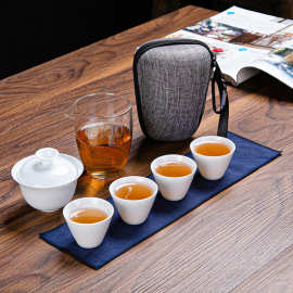 功夫茶具户外快客杯一壶三杯陶瓷德化县便携旅行露营茶具小套装