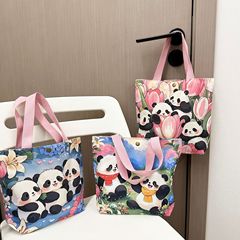 パンダファッションキャンバスバッグミニかわいい誕生日ギフト学生通勤バッグポータブル通勤ランチバッグ