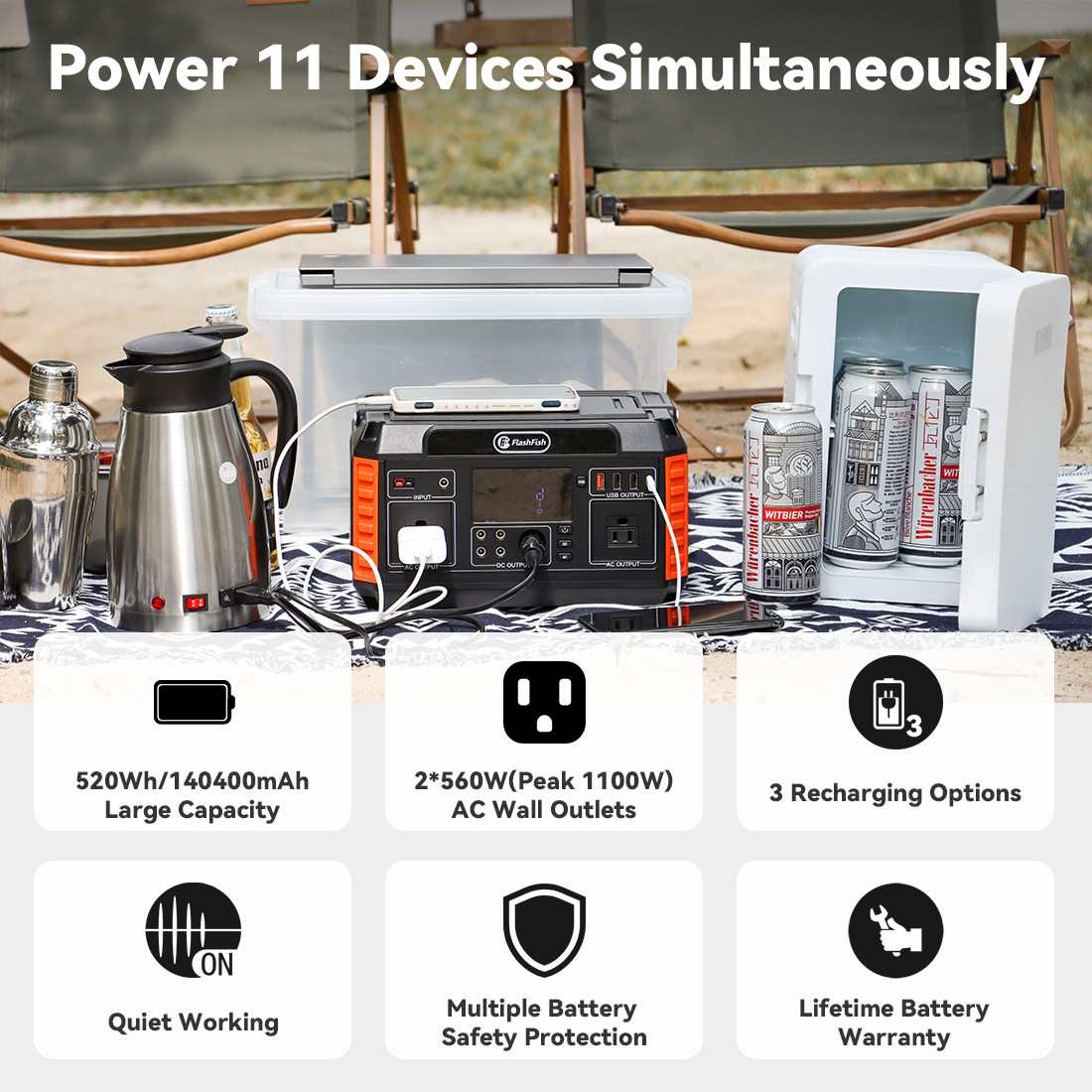 Europa almacén una batería portátil de almacenamiento de energía FlashFish al aire libre 560w220v