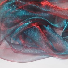 软装饰纱涤纶薄纱布料水晶纱蓝色 变幻布料梦幻纱变色纱面料整卷