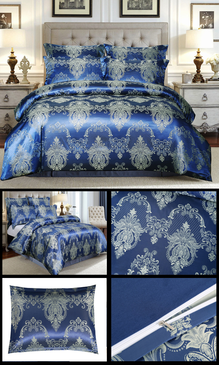 Set copripiumino jacquard in raso stile europeo da tre pezzi, Nantong_voghion.com