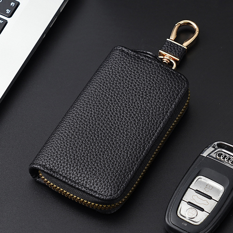 Nueva moda Litchi patrón multifuncional clave caso hombres y mujeres clave de almacenamiento de cuero caso de gran capacidad integrada clave bolsa