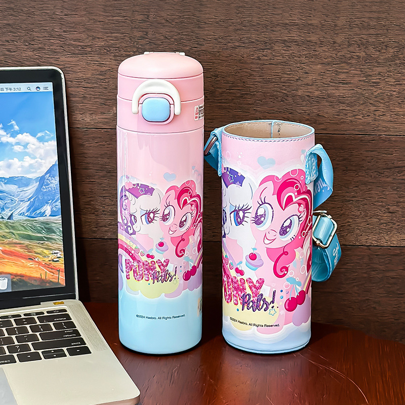 Pony Baoli Taza de calor para niños de grado alimenticio para niñas 316 taza de agua de paja para estudiantes de primaria para la escuela especial olla de doble propósito
