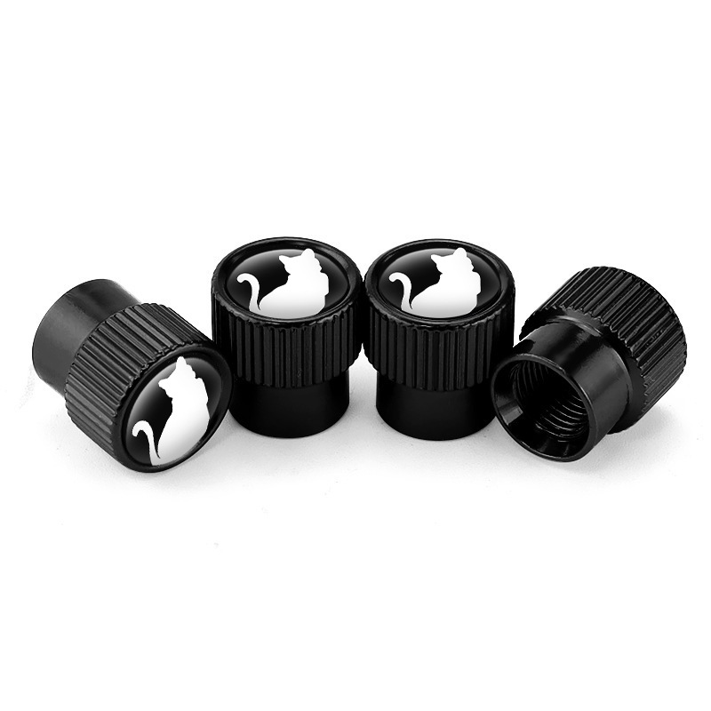 Kitten car valve cap aluminum alloy universal tire valve cap durable rust-proof air leakage 4 Pack