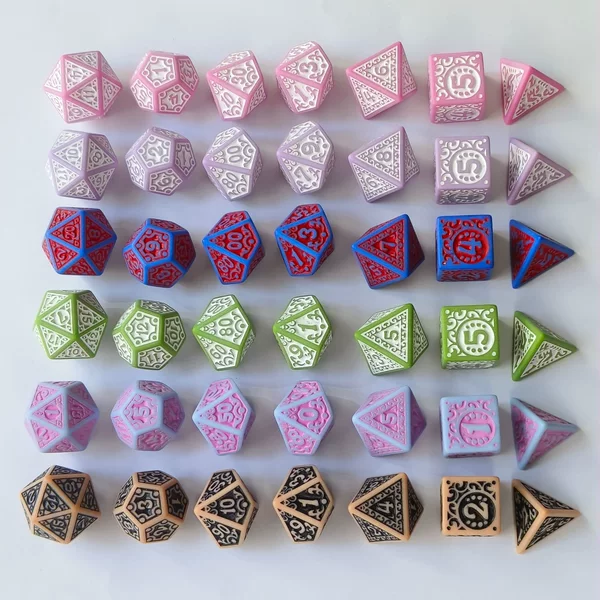 7 piece set hollow digital pattern dice running group DND game dice patent board game accessories acrylic material