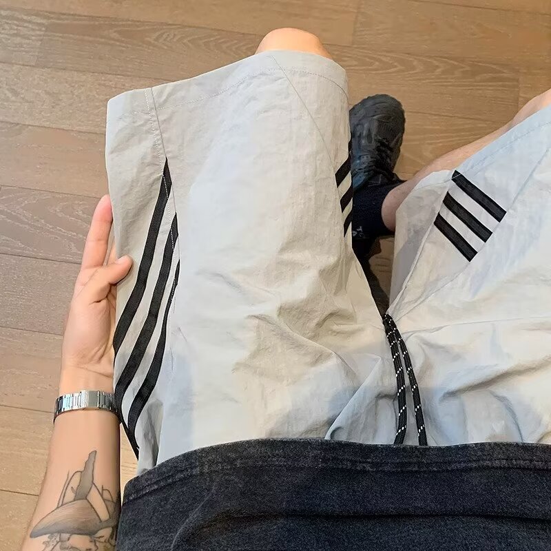 American Style Bundle Dry Sports Shorts Men's Summer Thin Trendy Brand Loose Casual Pants Striped Breathable Running Pants