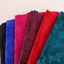 75高密尼龙织锦缎绸缎布料 国风莲心纹环女装汉服旗袍布料丝绸布