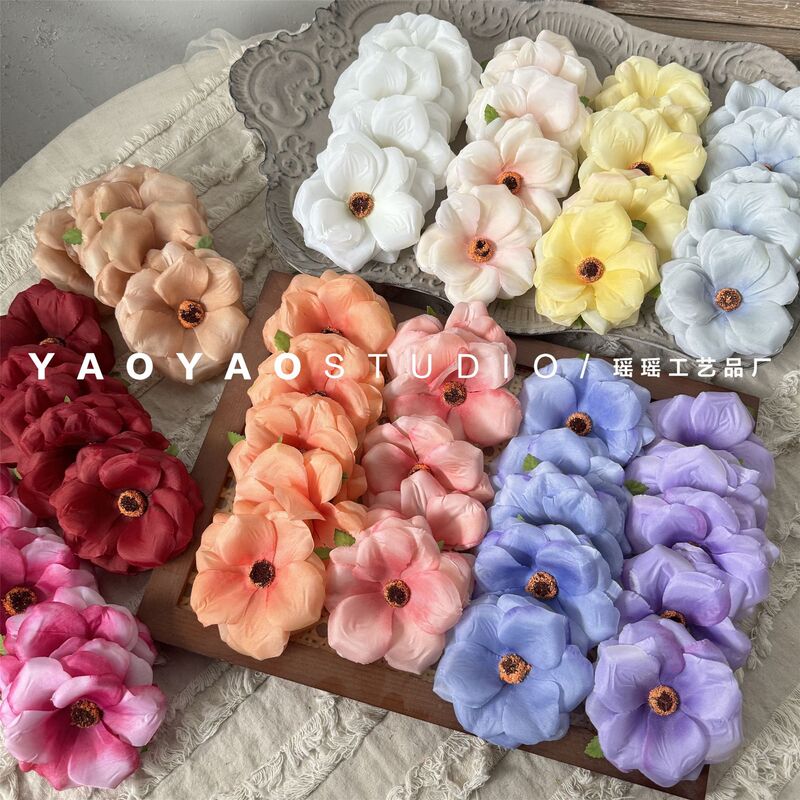 Butterfly Peony Flower Head, Hibiscus Flower Head 9cm Handmade Accessories Han Dynasty Decorative Fake Flower Headdress Corsage Material