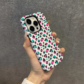 TK爆款iphone17彩色豹纹手机壳苹果16磁吸菲林壳14二合一防摔硬壳