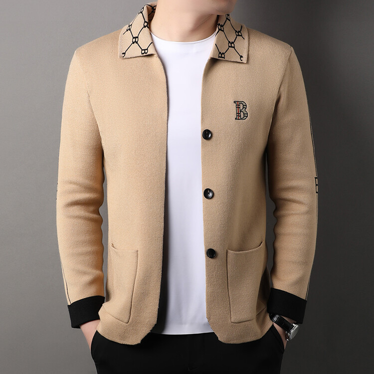 Cardigan Knitted Jacket Men's Spring & Fall 2024 New Trendy Brand Slim Outer Sweater Lapel Jacket Youth Spring Clothing