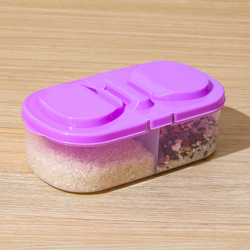 Doble-rejilla cubierta cocina alimentos granos sellados tarro multifuncional cocina refrigerador caja de almacenamiento de plástico