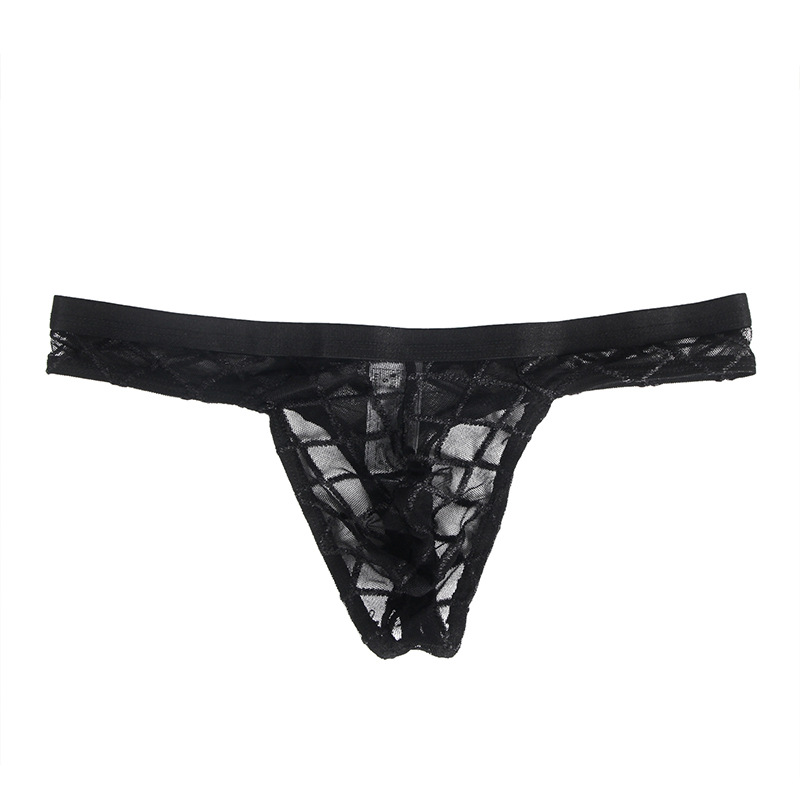Tangas triangulares transparentes de malla transparente para hombres, pantalones cortos de moda sexy de cintura baja, ropa interior de cabello transfronteriza para hombres de moda