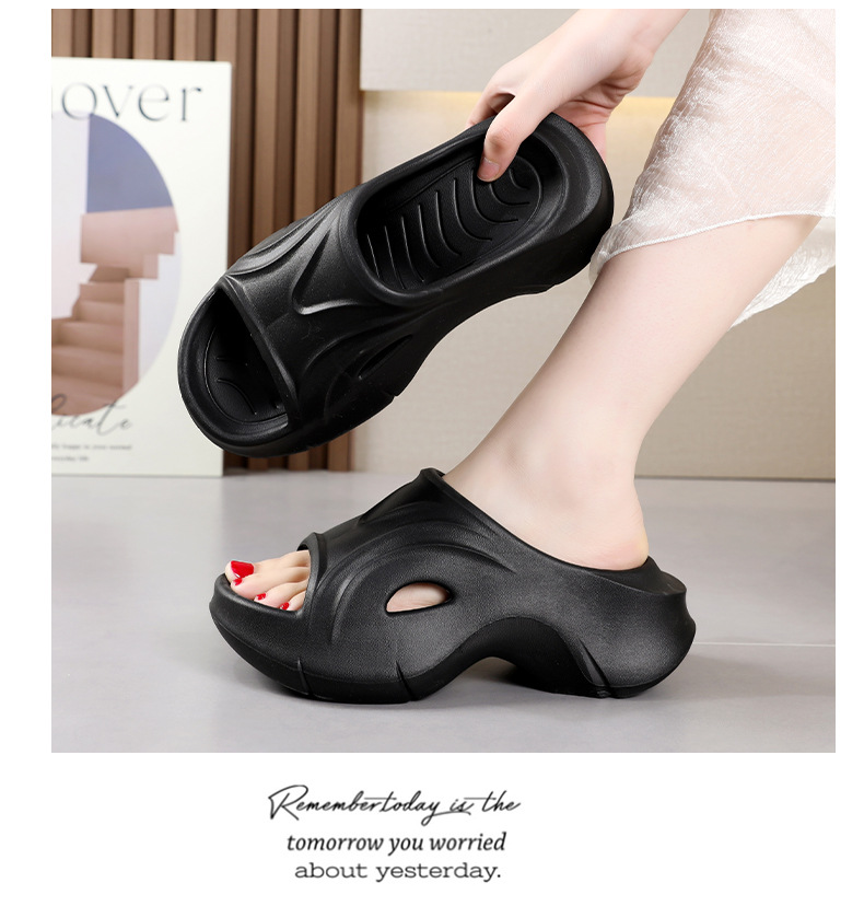 Παντόφλες με σούπερ χοντρή σόλα για γυναίκες 2024 καλοκαίρι νέα μόδα σε εξωτερικούς χώρους, Ευρωπαϊκά και Αμερικάνικα παπούτσια με πλατφόρμες παραλίας_voghion.com