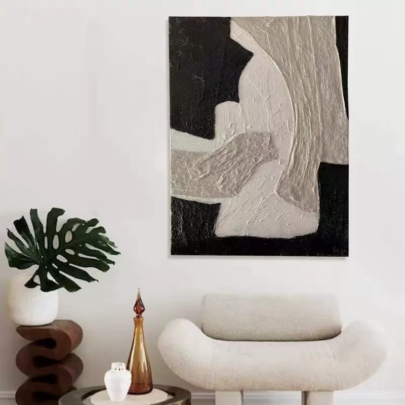 纯手绘色块肌理抽象装饰画现代简约客厅玄关挂画大落地画立体油画