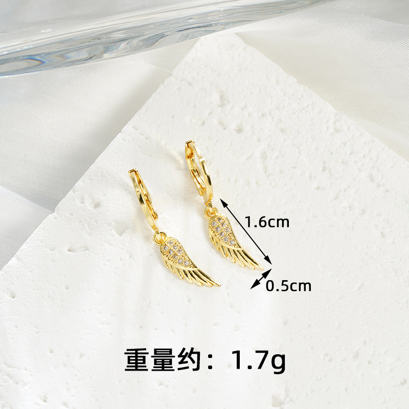 Transfronterizos collar de oro de arena de lujo ligero viento ala con aretes de diamantes conjunto de nicho de diseño de joyas al por mayor