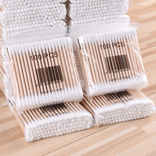 Disposable Cotton Swab Double-headed Wooden Stick Cotton Swab Cotton Swab Ear-out Sanitary Cotton Swab Baseball Swab Makeup Remover Makeup