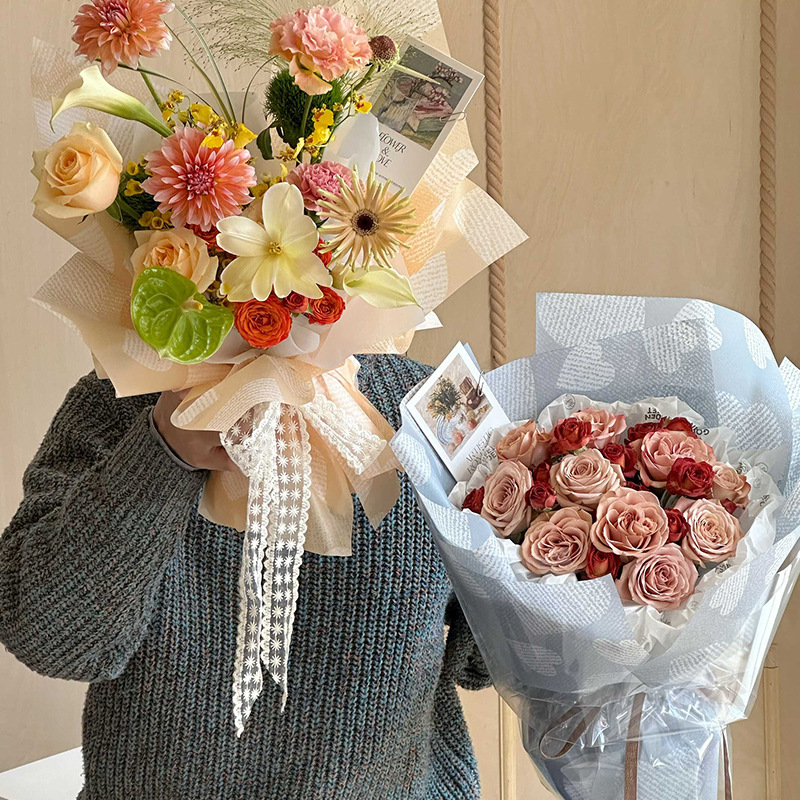 Huaxi Nosa papel de ensueño corazón de flores de papel de embalaje de flores de niebla de papel de embalaje de flores semitransparentes floristas