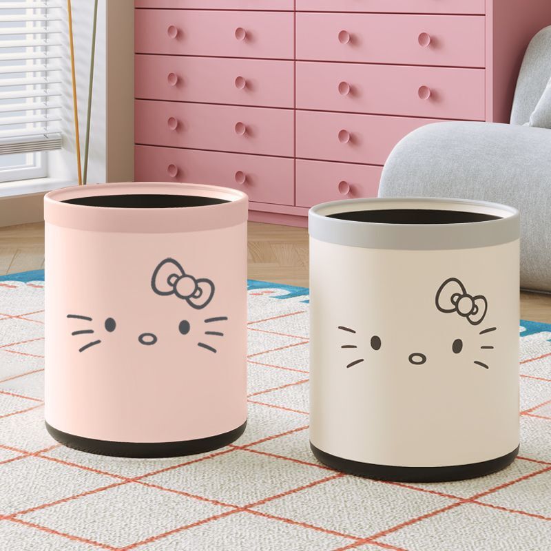Kitty Cat Trash Can Double-Layer Household Cute Cat Ins Style High-Looking Living Room Bedroom Dormitory Kitchen Paper Basket